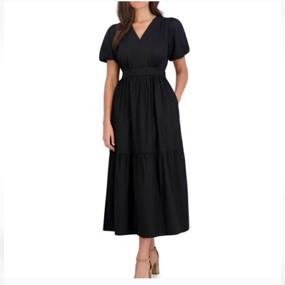 French Connection Women's Puff Sleeve Maxi Dress Black, XXL #New - Picture 3 of 4